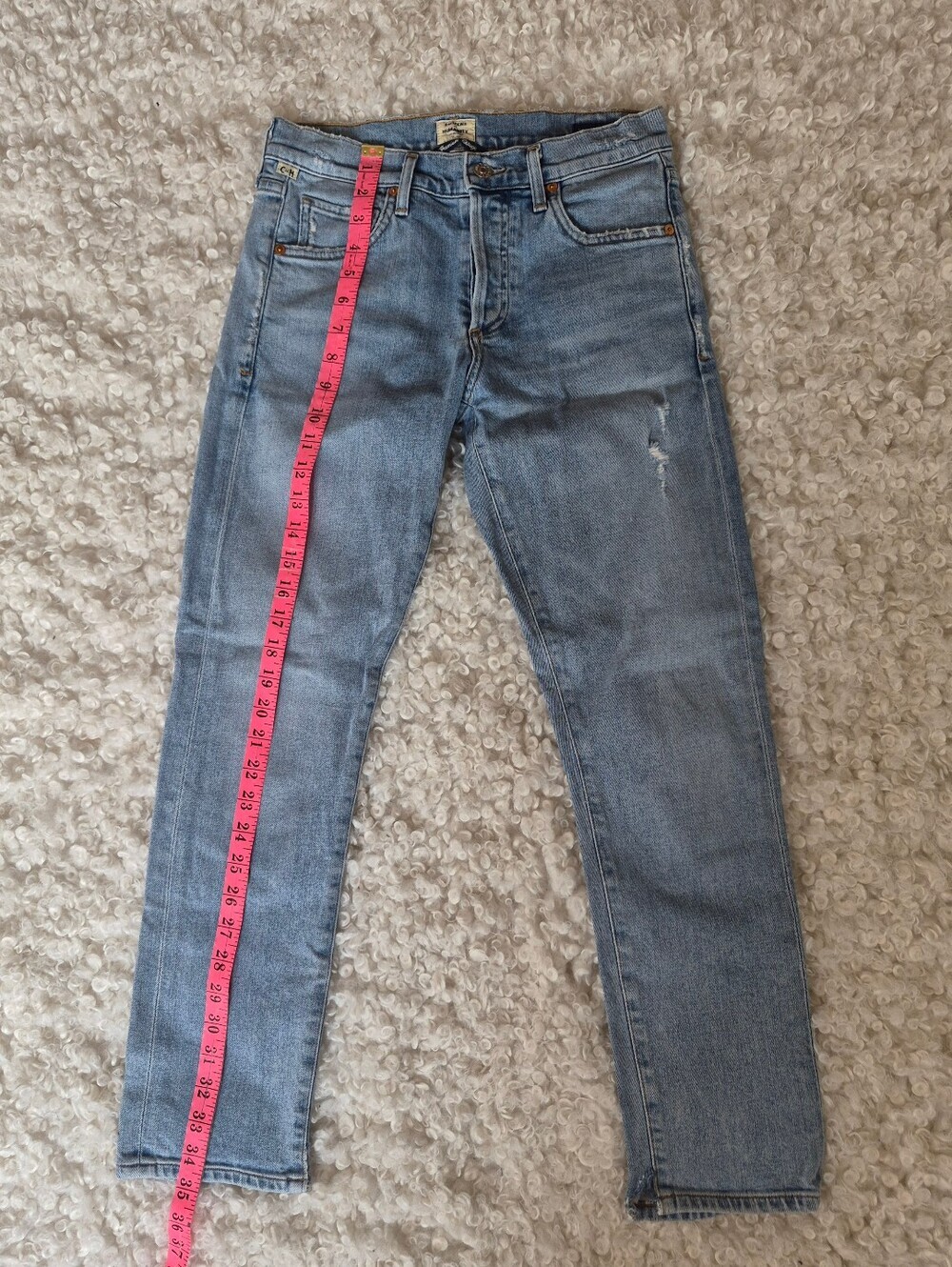 Citizens of Humanity Emerson Slim Boyfriend Jeans Light Wash Distressed Grunge - Picture 13 of 16
